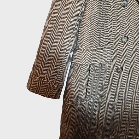 Ralph Lauren Double-Breasted Herringbone Coat 14 Tan Multi Wool Academia NWT - Picture 7 of 13